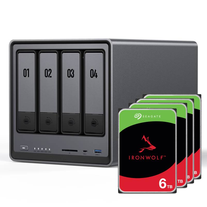UGREEN DXP4800 24TB Seagate IronWolf NAS-Bundle NAS inkl. 4x 6TB Seagate IronWolf 3,5 Zoll SATA Festplatte von Ugreen
