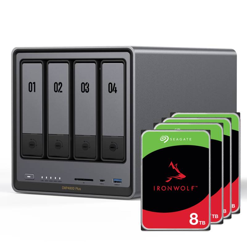 UGREEN DXP4800 Plus 32TB Seagate IronWolf NAS-Bundle NAS inkl. 4x 8TB Seagate IronWolf 3,5 Zoll SATA Festplatte von Ugreen