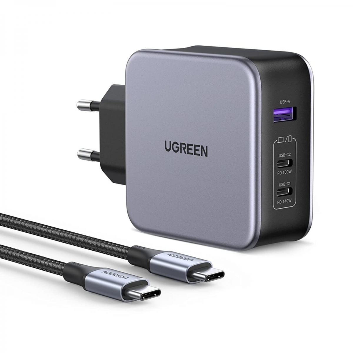 UGREEN Nexode USB-A+2*USB-C 140W GaN Tech. & USB-C Kabel 2m UGREEN Nexode USB-A+2*USB-C 140W GaN Tech. & USB-C Kabel 2m von Ugreen