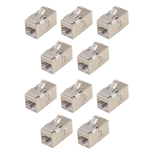 Uhidka 10 Stück Durchgang Gigabit Ethernet Cat6a RJ45 T568B Buchsen Toolless Netzwerkmodule Geschirmte LAN-Verbindungsstecker(Socket) von Uhidka