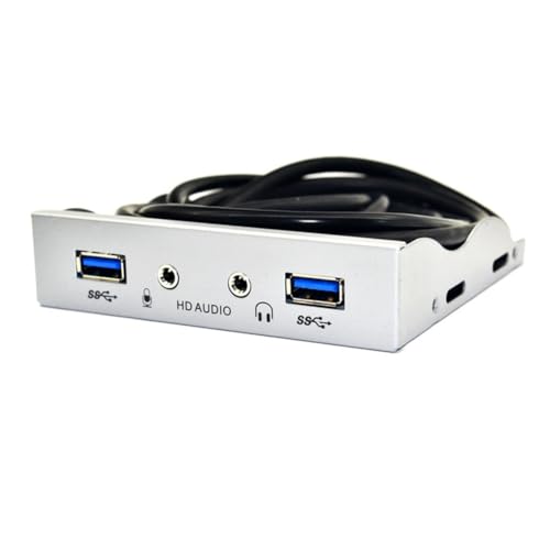 Uhidka 2-Port-USB-3.0-Hub USB3.0-PC-Front-Panel mit HD-Audio-3,5-Mm-Ohrhörerbuchse Mikrofon Silber Uhidka 2-Port-USB-3.0-Hub USB3.0-PC-Front-Panel mit HD-Audio-3,5-Mm-Ohrhörerbuchse Mikrofon Silber von Uhidka