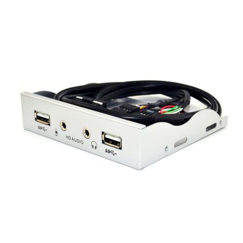Uhidka 3,5-Floppy-Bay-Frontpanel mit Dual-USB-2.0-Hub und Audio-Buchse, PC-Zubehör in Silber von Uhidka