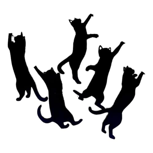Uhidka 5 Stück Metall-Lesezeichen in Katzenform, Süße Schwarze Katzen-Lesezeichen, Geschenke für Katzenliebhaber, Kätzchen-Lesezeichen, Buchseitenteiler von Uhidka