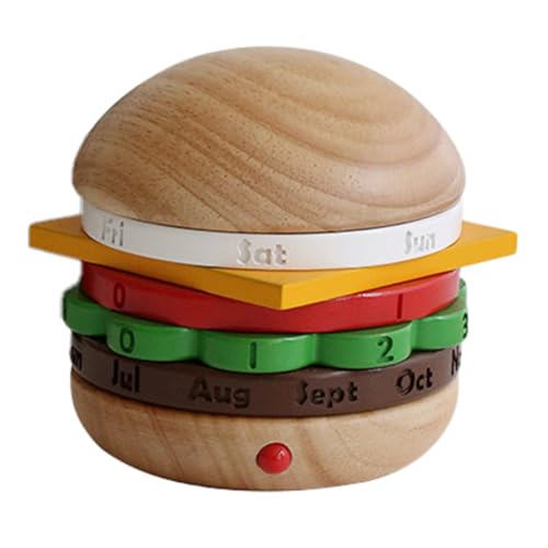 Uhidka Burger-Form-Kalender Hamburg-Kalender Drehkalender Tischdekoration Geschenk für Holzfarbe Uhidka Burger-Form-Kalender Hamburg-Kalender Drehkalender Tischdekoration Geschenk für Holzfarbe von Uhidka