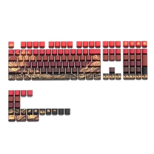 Uhidka -E Style Gradient Black PBT Keycaps, Seitlich Geschnitzt und Halbtransparent für Verschiedene Mechanische Tastaturen von Uhidka