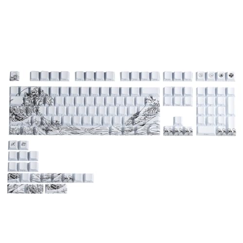 Uhidka Mechanische Tastatur -E Gradient Halbtransparente PBT-Tastenkappen mit Seitlicher Gravur für 60/84/98/108 Tasten von Uhidka