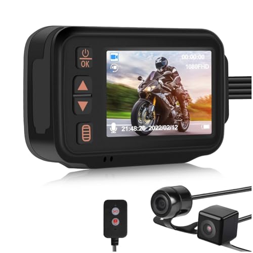 Uhidka Motorrad Dashcam Vorne und Hinten, Motorrad-Fahraufzeichnungskamera, Motorrad 2" HD-Dashcam 1080P+720P Uhidka Motorrad Dashcam Vorne und Hinten, Motorrad-Fahraufzeichnungskamera, Motorrad 2" HD-Dashcam 1080P+720P von Uhidka