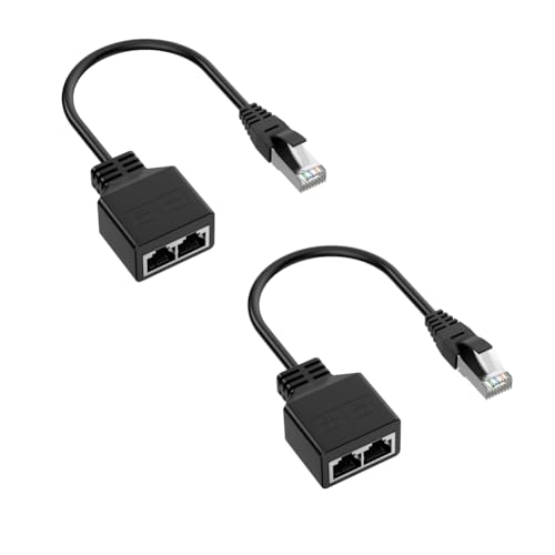 Uhidka RJ45 Splitter Adapter LAN Ethernet Extender 1 Stecker auf 2 Buchsen Kabel für Ethernet Cat5 Cat5e Cat6 Cat7 (2er Pack) von Uhidka