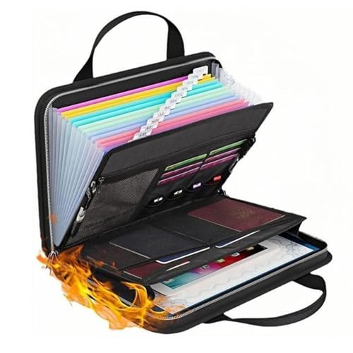 Uhngw Feuerfeste Dokumentenmappe, Aufbewahrungstasche, Datei-Organizer, feuerfeste Ordner, wichtige Dokumente, feuersichere Tasche, mehrere Taschen mit Griff und Etiketten, für Briefe im A4-Format Uhngw Feuerfeste Dokumentenmappe, Aufbewahrungstasche, Datei-Organizer, feuerfeste Ordner, wichtige Dokumente, feuersichere Tasche, mehrere Taschen mit Griff und Etiketten, für Briefe im A4-Format von Uhngw