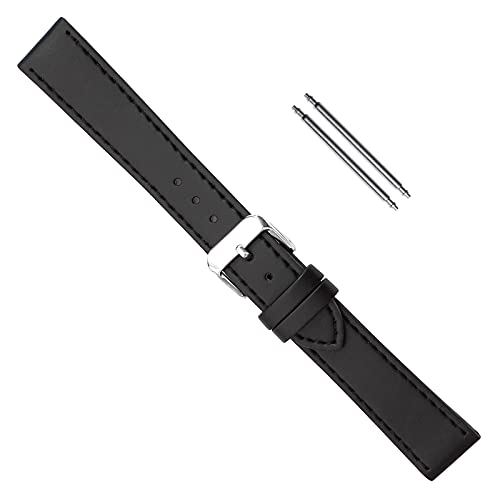 Uhrbanddealer Uhrenarmband 20mm Unisex Vegan Lederimitat aus Apfelfasern Schwarz matt Set 634920s von Uhrbanddealer