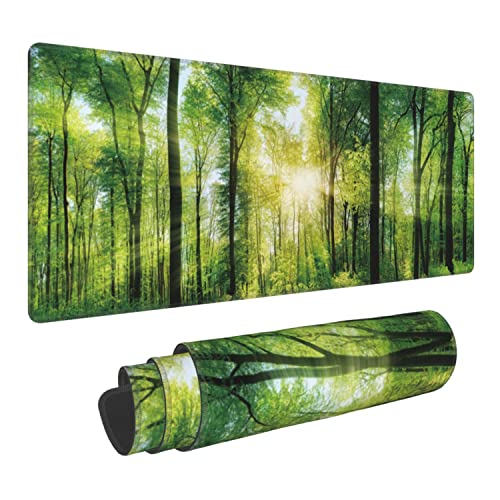 Scenic Forest of Fresh Green Laubabwerfende Bäume Extended Gaming Mauspad Große Schreibtischmatte mit rutschfester Gummiunterseite und genähten Kanten, Büro, Zuhause 90x40 cm ch Scenic Forest of Fresh Green Laubabwerfende Bäume Extended Gaming Mauspad Große Schreibtischmatte mit rutschfester Gummiunterseite und genähten Kanten, Büro, Zuhause 90x40 cm ch von Uiaoiais