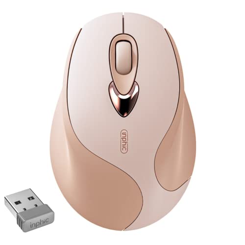 Kabellose Maus, 2.4G wiederaufladbare ergonomische Maus mit leisem Klicken, 3-stufigem DPI - Tragbare Maus für Laptop, Computer (Pink) von Uineer