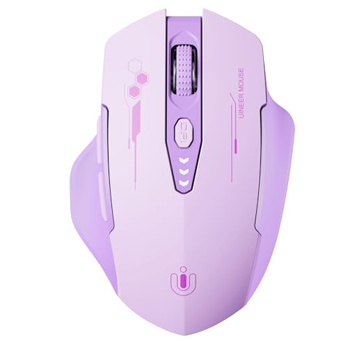 Uineer Bluetooth Maus, [aktualisiert] Maus kabellos Tri-Modus (BT 5.0/4.0+2,4 GHz), sichtbare Batteriestufe, ergonomische Computer Maus, 4 einstellbare DPI, funkmaus für Laptop und PC, violett von Uineer