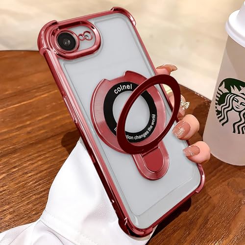Uioeua Kompatibel mit iPhone 16e Magsafe-Hülle, magnetischer Ring-Ständer und militärischer Fallschutz für Silikon, vier Ecken, stoßfeste Schutzhülle für iPhone 16e, Rot Uioeua Kompatibel mit iPhone 16e Magsafe-Hülle, magnetischer Ring-Ständer und militärischer Fallschutz für Silikon, vier Ecken, stoßfeste Schutzhülle für iPhone 16e, Rot von Uioeua