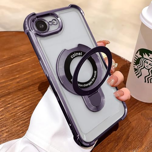 Uioeua Kompatibel mit iPhone 16e Magsafe-Hülle, magnetischer Ring-Ständer und militärischer Fallschutz für Silikon, vier Ecken, stoßfeste Schutzhülle für iPhone 16e, Violett Uioeua Kompatibel mit iPhone 16e Magsafe-Hülle, magnetischer Ring-Ständer und militärischer Fallschutz für Silikon, vier Ecken, stoßfeste Schutzhülle für iPhone 16e, Violett von Uioeua