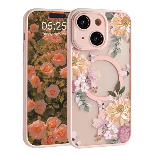 Uioeua Magnetische Blumen-Schutzhülle für iPhone 15, niedliches, klares, mattiertes Blumenmuster mit Objektivschutz, kompatibel mit MagSafe für Damen und Mädchen, Schutzhülle für iPhone 15, Wild Uioeua Magnetische Blumen-Schutzhülle für iPhone 15, niedliches, klares, mattiertes Blumenmuster mit Objektivschutz, kompatibel mit MagSafe für Damen und Mädchen, Schutzhülle für iPhone 15, Wild von Uioeua