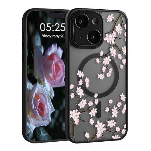 Uioeua Magnetische Blumen-Schutzhülle für iPhone 15, niedliches, klares, mattiertes Blumenmuster mit Objektivschutz, kompatibel mit MagSafe für Damen und Mädchen, Schutzhülle für iPhone 15 Uioeua Magnetische Blumen-Schutzhülle für iPhone 15, niedliches, klares, mattiertes Blumenmuster mit Objektivschutz, kompatibel mit MagSafe für Damen und Mädchen, Schutzhülle für iPhone 15 von Uioeua