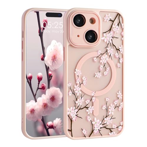 Uioeua Magnetische Blumen-Schutzhülle für iPhone 15, niedliches, klares, mattiertes Blumenmuster mit Objektivschutz, kompatibel mit MagSafe für Damen und Mädchen, Schutzhülle für iPhone 15 Uioeua Magnetische Blumen-Schutzhülle für iPhone 15, niedliches, klares, mattiertes Blumenmuster mit Objektivschutz, kompatibel mit MagSafe für Damen und Mädchen, Schutzhülle für iPhone 15 von Uioeua