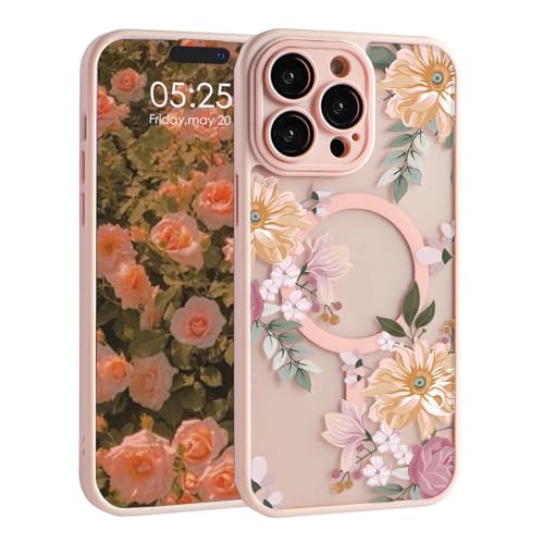 Uioeua Magnetische Blumen-Schutzhülle für iPhone 15 Pro Max, niedliches, klares, mattiertes Blumenmuster mit Objektivschutz, kompatibel mit MagSafe für Damen und Mädchen, Hülle für iPhone 15 Pro Max Uioeua Magnetische Blumen-Schutzhülle für iPhone 15 Pro Max, niedliches, klares, mattiertes Blumenmuster mit Objektivschutz, kompatibel mit MagSafe für Damen und Mädchen, Hülle für iPhone 15 Pro Max von Uioeua