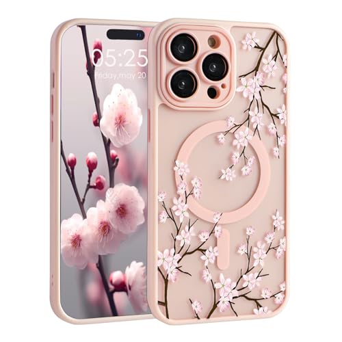 Uioeua Magnetische Blumen-Schutzhülle für iPhone 16 Pro, niedliches, klares, mattiertes Blumenmuster mit Objektivschutz, kompatibel mit MagSafe für Damen und Mädchen, Schutzhülle für iPhone 16 Uioeua Magnetische Blumen-Schutzhülle für iPhone 16 Pro, niedliches, klares, mattiertes Blumenmuster mit Objektivschutz, kompatibel mit MagSafe für Damen und Mädchen, Schutzhülle für iPhone 16 von Uioeua