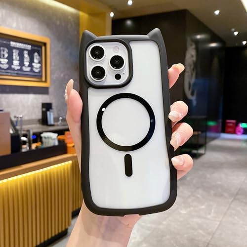 Uioeua Magsafe-Schutzhülle, kompatibel mit iPhone 16 Pro Max, niedliche Kawaii-Katze, Cartoon, 3D-Ohren, magnetisches Design für Damen und Mädchen, weiche, schlanke Passform, Silikon, stoßfest, Uioeua Magsafe-Schutzhülle, kompatibel mit iPhone 16 Pro Max, niedliche Kawaii-Katze, Cartoon, 3D-Ohren, magnetisches Design für Damen und Mädchen, weiche, schlanke Passform, Silikon, stoßfest, von Uioeua