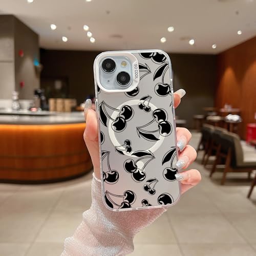 Uioeua Schutzhülle für iPhone 13/14, süßes schwarzes Kirschmuster mit Laser, glitzernd, glänzend, für Damen und Mädchen, stoßfeste Silikon-Schutzhülle für iPhone 13/14, Kirschrot Uioeua Schutzhülle für iPhone 13/14, süßes schwarzes Kirschmuster mit Laser, glitzernd, glänzend, für Damen und Mädchen, stoßfeste Silikon-Schutzhülle für iPhone 13/14, Kirschrot von Uioeua