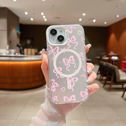 Uioeua Schutzhülle für iPhone 13/14, süßes weißes Schleifenmuster mit Laser, glitzernd, glänzend, für Damen und Mädchen, Silikon, stoßfest, für iPhone 13/14, Schleife 2 Uioeua Schutzhülle für iPhone 13/14, süßes weißes Schleifenmuster mit Laser, glitzernd, glänzend, für Damen und Mädchen, Silikon, stoßfest, für iPhone 13/14, Schleife 2 von Uioeua