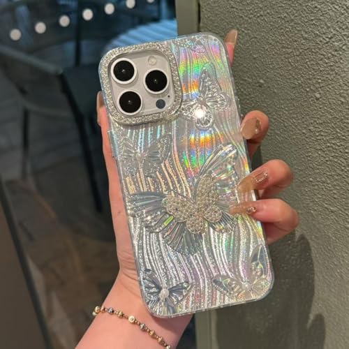 Uioeua Schutzhülle für iPhone 14 Pro, niedliches glitzerndes Schmetterlings-Design, mit 3D-Schleife, Perle und Diamant-Linse, stoßfest, für iPhone 14 Pro, Glitzer-Schmetterling 1 Uioeua Schutzhülle für iPhone 14 Pro, niedliches glitzerndes Schmetterlings-Design, mit 3D-Schleife, Perle und Diamant-Linse, stoßfest, für iPhone 14 Pro, Glitzer-Schmetterling 1 von Uioeua