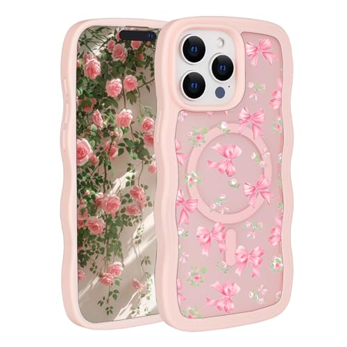 Uioeua Schutzhülle für iPhone 14 Pro Max, niedliche magnetische Hülle, süßes rosa Schleifen- und Liebesmuster mit Wellenrahmen, durchscheinende, matte Rückseite, Silikon für Damen und Mädchen Uioeua Schutzhülle für iPhone 14 Pro Max, niedliche magnetische Hülle, süßes rosa Schleifen- und Liebesmuster mit Wellenrahmen, durchscheinende, matte Rückseite, Silikon für Damen und Mädchen von Uioeua