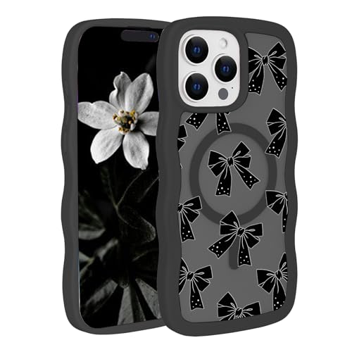 Uioeua Schutzhülle für iPhone 14 Pro Max, niedliches schwarzes Schleifenmuster mit Wellenrahmen, durchscheinende, matte Rückseite, Silikon für Damen und Mädchen, Klasse Schutzhülle für iPhone 14 Pro Uioeua Schutzhülle für iPhone 14 Pro Max, niedliches schwarzes Schleifenmuster mit Wellenrahmen, durchscheinende, matte Rückseite, Silikon für Damen und Mädchen, Klasse Schutzhülle für iPhone 14 Pro von Uioeua