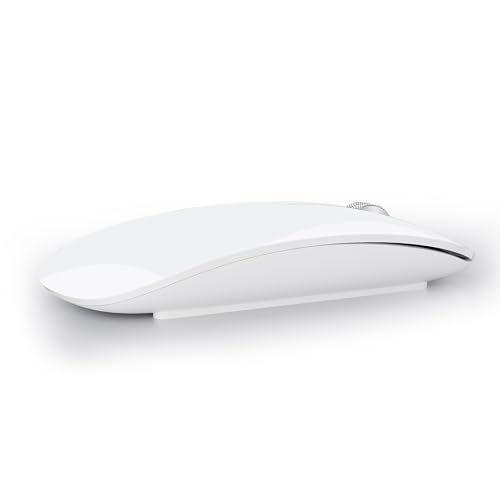 Uiosmuph Bluetooth Maus, Kabellose Maus mit USB-Nano-Empfänger, Tri-Mode (Dual Bluetooth 5.1 + 2.4GHz) Leise Funkmaus Wiederaufladbare für Laptop, PC, iPad, Mac, Weiß von Uiosmuph