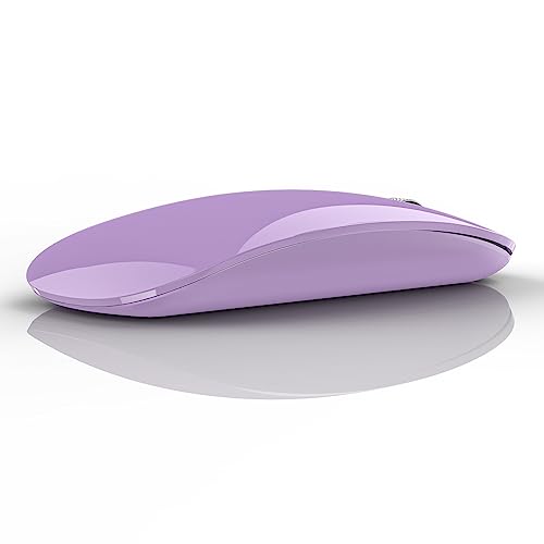 Uiosmuph Bluetooth Maus, Kabellose Maus mit USB-Nano-Empfänger, Tri-Mode (Dual Bluetooth 5.1 + 2.4GHz) Leise Funkmaus Wiederaufladbare für Laptop, PC, iPad, Mac Purple von Uiosmuph