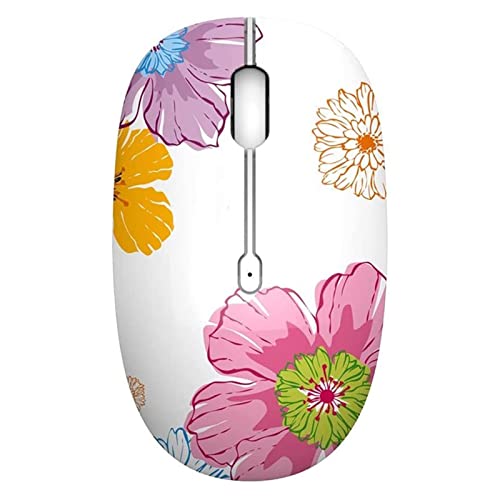 Uiosmuph M101 Wireless Maus, PC Kabellose Mouse Cute Silent Schnurlos Optische Travel Wireless Mäuse mit USB Receiver für Notebook/Laptop/Computer/MacBook, DPI 1600(Flower) von Uiosmuph