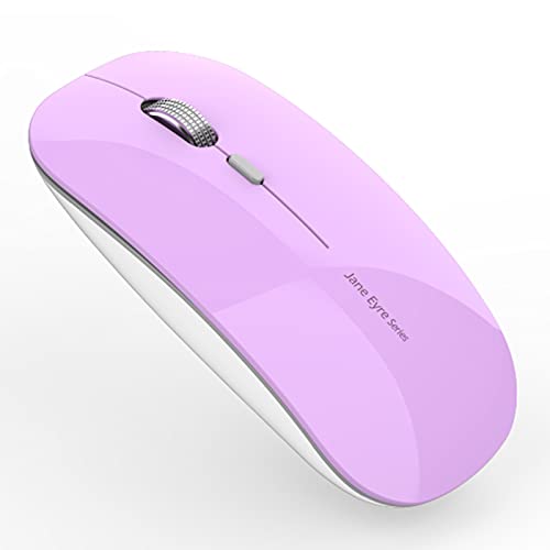 Uiosmuph Q5 Kabellos Maus, Wiederaufladbar Funkmaus 2.4G Leise Funkmaus Ultra Dünn Wireless Computermaus 1600 DPI Mit Mäuse mit USB Empfänger Typ C für Laptop, PC, Linux, MacBook(Purple) von Uiosmuph