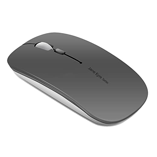 Uiosmuph Q5 Kabellos Maus, Wiederaufladbar Funkmaus 2.4G Leise Funkmaus Ultra Dünn Wireless Computermaus 1600 DPI Mit Mäuse mit USB-Empfänger Typ C für Laptop, PC, Linux, MacBook (Grey) von Uiosmuph