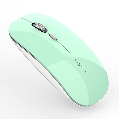 Uiosmuph Q5 Kabellos Maus, Wiederaufladbar Funkmaus 2.4G Leise Funkmaus Ultra Dünn Wireless Computermaus 1600 DPI Mit Mäuse mit USB Empfänger Typ C für Laptop, PC, Linux, MacBook (Mint Green) von Uiosmuph