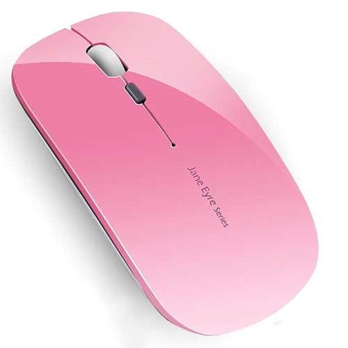 Uiosmuph Q5 Kabellos Maus, Wiederaufladbar Funkmaus 2.4G Leise Funkmaus Ultra Dünn Wireless Computermaus 1600 DPI Mit Mäuse mit USB-Empfänger Typ C für Laptop, PC, Linux, MacBook (Rosa) von Uiosmuph