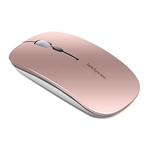 Uiosmuph Q5 Kabellos Maus, Wiederaufladbar Funkmaus 2.4G Leise Funkmaus Ultra Dünn Wireless Computermaus 1600 DPI Mit Mäuse mit USB-Empfänger Typ C für Laptop, PC, Linux, MacBook (Rose Gold) von Uiosmuph