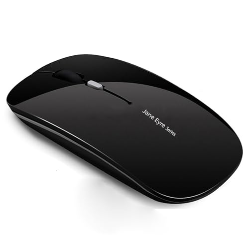 Uiosmuph Q5 Kabellos Maus, Wiederaufladbar Funkmaus 2.4G Leise Funkmaus Ultra Dünn Wireless Computermaus 1600 DPI Mit Mäuse mit USB-Empfänger Typ C für Laptop, PC, Linux, MacBook (Schwarz) von Uiosmuph