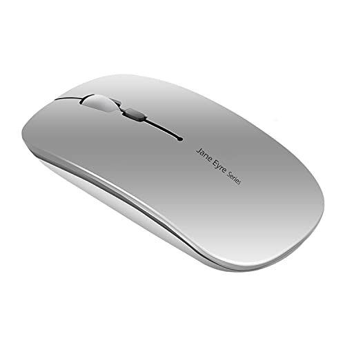 Uiosmuph Q5 Kabellos Maus, Wiederaufladbar Funkmaus 2.4G Leise Funkmaus Ultra Dünn Wireless Computermaus 1600 DPI Mit Mäuse mit USB-Empfänger Typ C für Laptop, PC, Linux, MacBook (Sliver) von Uiosmuph