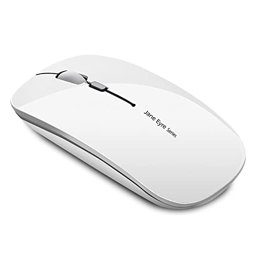 Uiosmuph Q5 Kabellos Maus, Wiederaufladbar Funkmaus 2.4G Leise Funkmaus Ultra Dünn Wireless Computermaus 1600 DPI Mit Mäuse mit USB Empfänger Typ C für Laptop, PC, Linux (Weiß) von Uiosmuph