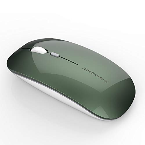 Uiosmuph Q5 Kabellos Maus, Wiederaufladbar Funkmaus 2.4G Leise Funkmaus Ultra Dünn Wireless Computermaus 1600 DPI Mit Mäuse mit USB Empfänger Typ C für Laptop, PC, Linux (dunkel grün) von Uiosmuph