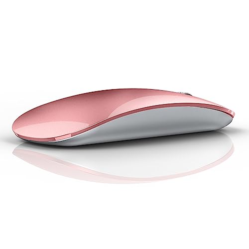 Uiosmuph U30 Bluetooth Maus Kabellose,Wiederaufladbare Leise (BT5.1+ BT5.1+ USB) Funkmaus Laptop Wireless Mouse Empfänger Typ-C Kompatibilität mit Linux/Mac/PC (Rose Gold) von Uiosmuph