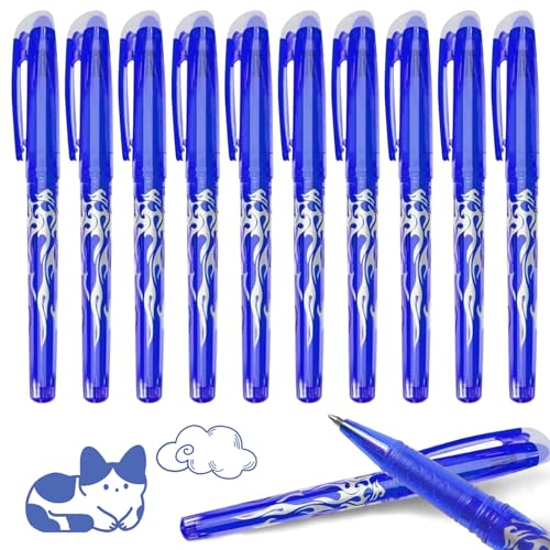 Uirheurd 10 Stück Radierbarer Kugelschreiber 0.7mm Stift Radierbarer Tintenroller Tintenroller Radierbar Friction Stifte für Schulsachen Bürobedarf Blau von Uirheurd