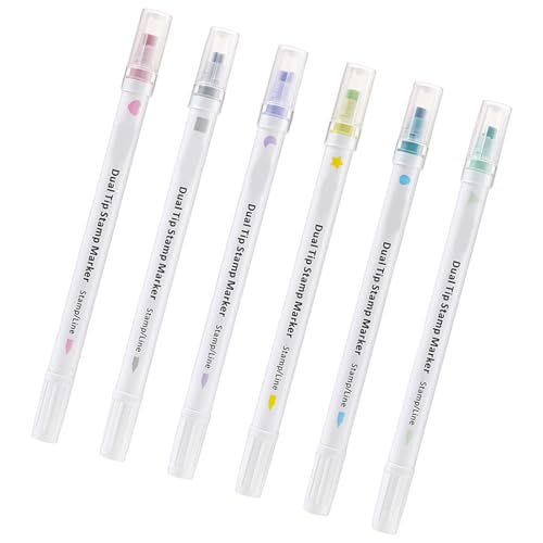 Uitndvyte Stempelmarker-Set mit 6 Farben, Doppelkopf-Textmarker für Kinder, Studenten, Erwachsene, Scrapbooking, Kritzeln, Zeichnen, Kartenherstellung Uitndvyte Stempelmarker-Set mit 6 Farben, Doppelkopf-Textmarker für Kinder, Studenten, Erwachsene, Scrapbooking, Kritzeln, Zeichnen, Kartenherstellung von Uitndvyte