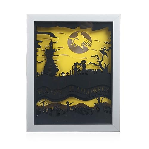 Ujjdwiurgh 1 Stück Halloween 3D-Papierschnitzlicht, Kreative Schattenmalerei, Schreibtischlampe, + Kunststoff-Papercut-Lichtkästen, DIY Kreative Nachtlandschaft Ujjdwiurgh 1 Stück Halloween 3D-Papierschnitzlicht, Kreative Schattenmalerei, Schreibtischlampe, + Kunststoff-Papercut-Lichtkästen, DIY Kreative Nachtlandschaft von Ujjdwiurgh