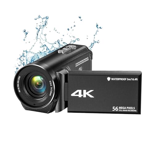 Ujjdwiurgh 4K Ultra HD 56MP 30FPS Vlogging-Kamera, Kunststoff-Video-Camcorder-Kamera, 18-Facher Digitalzoom, wasserdichte Videokamera für von Ujjdwiurgh