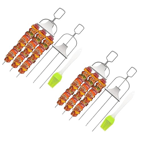 Ujjdwiurgh Grillspieße, Silbernes Edelstahl-Grillwerkzeug zum Grillen, Wiederverwendbare Stäbe zum Grillen, im Freien Ujjdwiurgh Grillspieße, Silbernes Edelstahl-Grillwerkzeug zum Grillen, Wiederverwendbare Stäbe zum Grillen, im Freien von Ujjdwiurgh