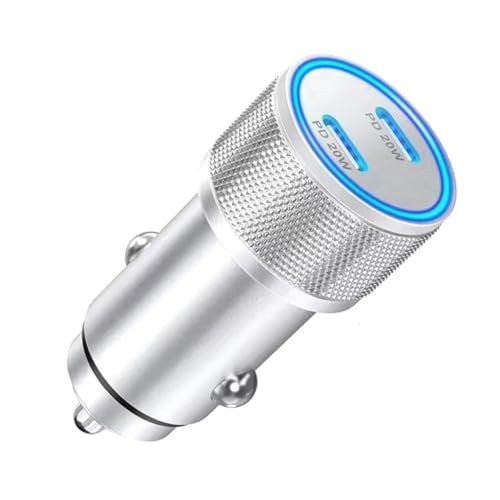 Ujjdwiurgh PD20W Dual PD Typ C Autoladegerät, Schnelles Aufladen, Tragbares USB-C-Telefonladegerät für Mobiltelefone im Auto, Schnellladegerät- von Ujjdwiurgh