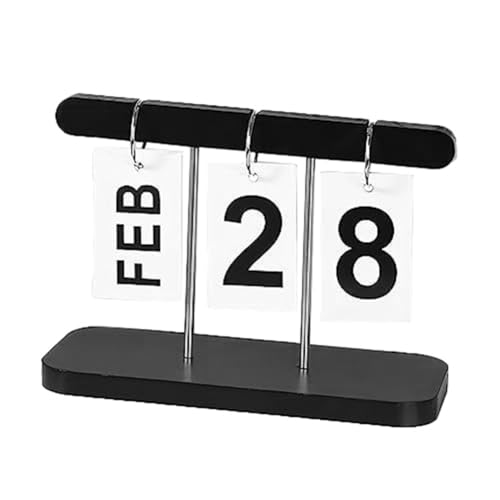 Ujjdwiurgh Täglicher Flip-Kalender für Den Schreibtisch, Wiederverwendbar, Büro-Desktop-Dekoration, Wohnaccessoires, Fotografie-Requisiten, Langlebig, Einfach zu Verwenden, Schwarz von Ujjdwiurgh